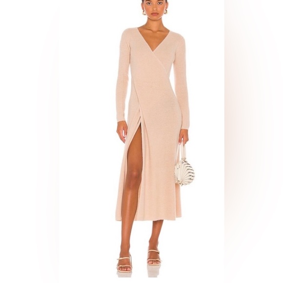 cult gaia Dresses & Skirts - Cult Gaia Lissie Rib Knit Wrap Dress, Oatmeal Melange, XS | P2P 17